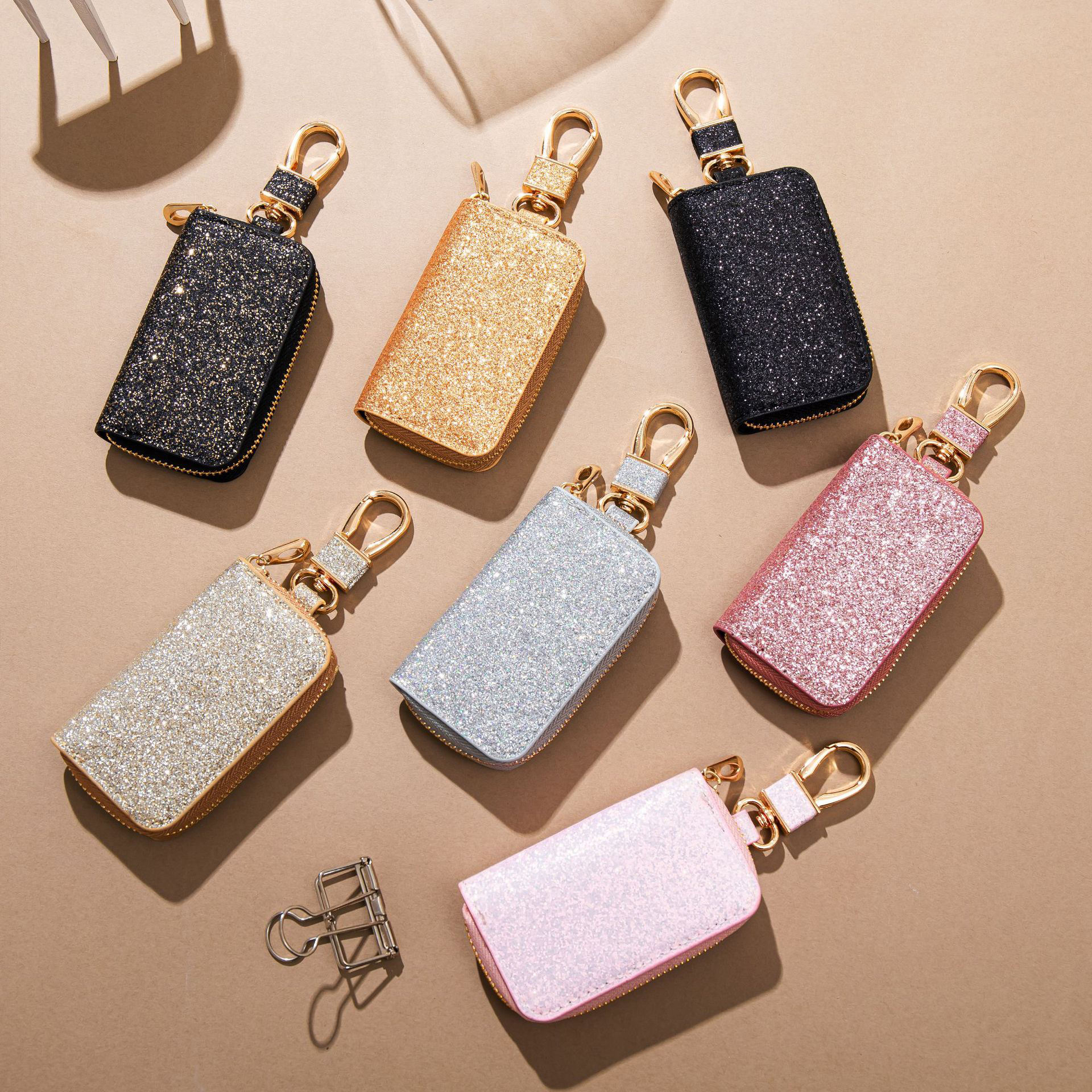 Shiny PU Leather Car Key Fob Case Holder | KM Crafts A Y-001 | Zipper Key Organizer Bag